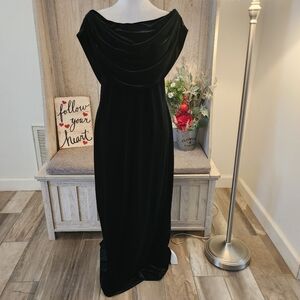 Black Velvet Evening Gown With A Cowl-neck  Size 12